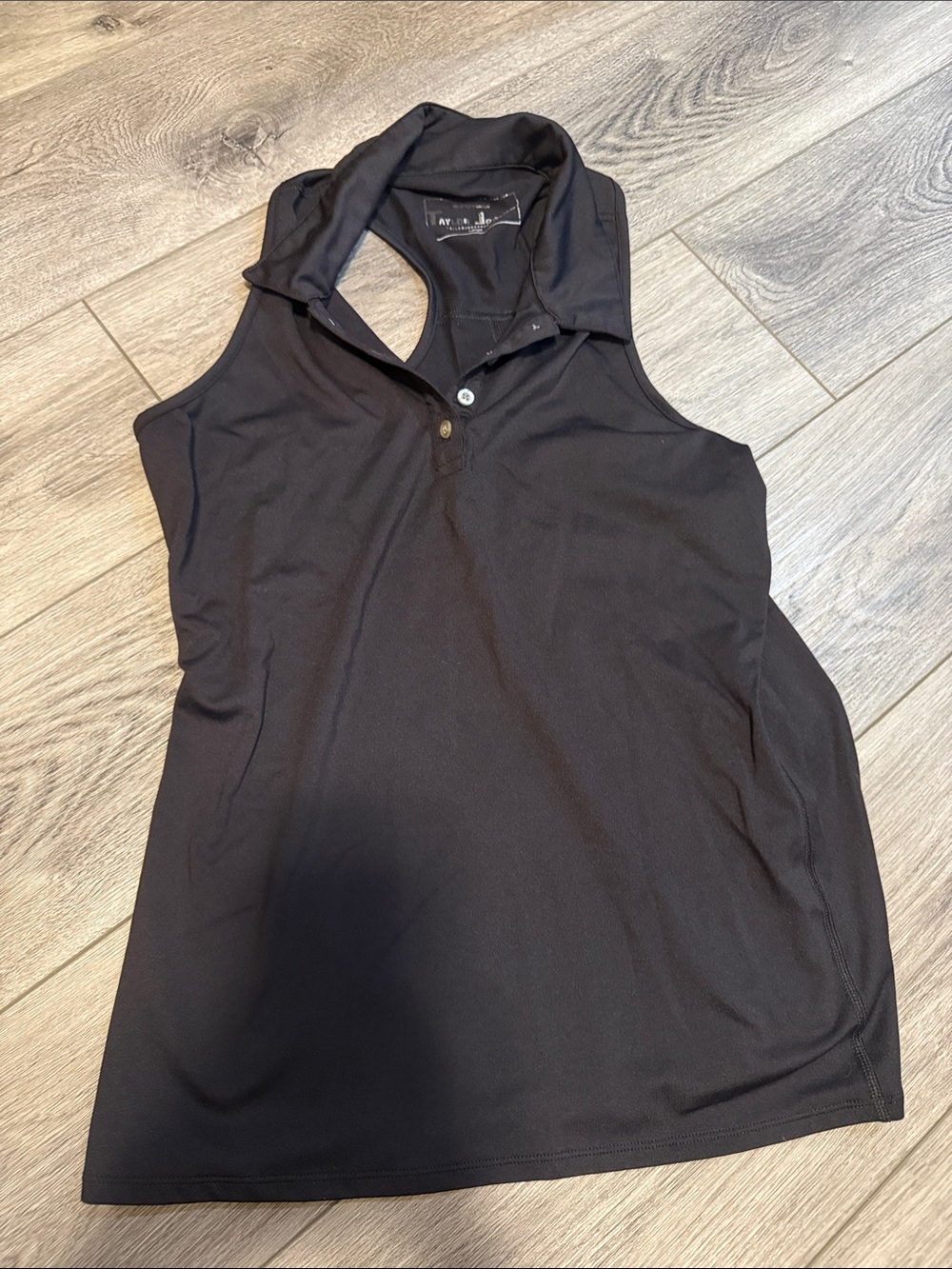 Sleeveless Polo Tank Top in Black by Karen Kane